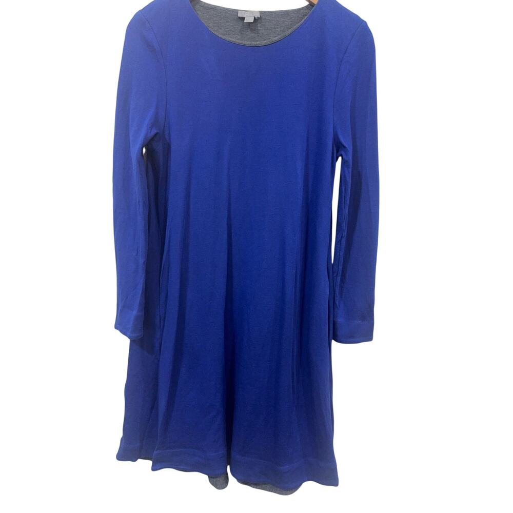 COS Royal Blue Cotton Blend Long Sleeve Modest Mini Dress Size M